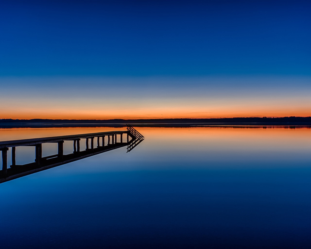 Lake and boardwalk dusk views HD wallpapers #12 - 1280x1024