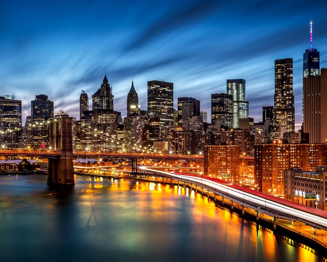뉴욕의 엠파이어 스테이트 빌딩, 도시의 밤 HD 배경 화면 #1 - 1280x1024