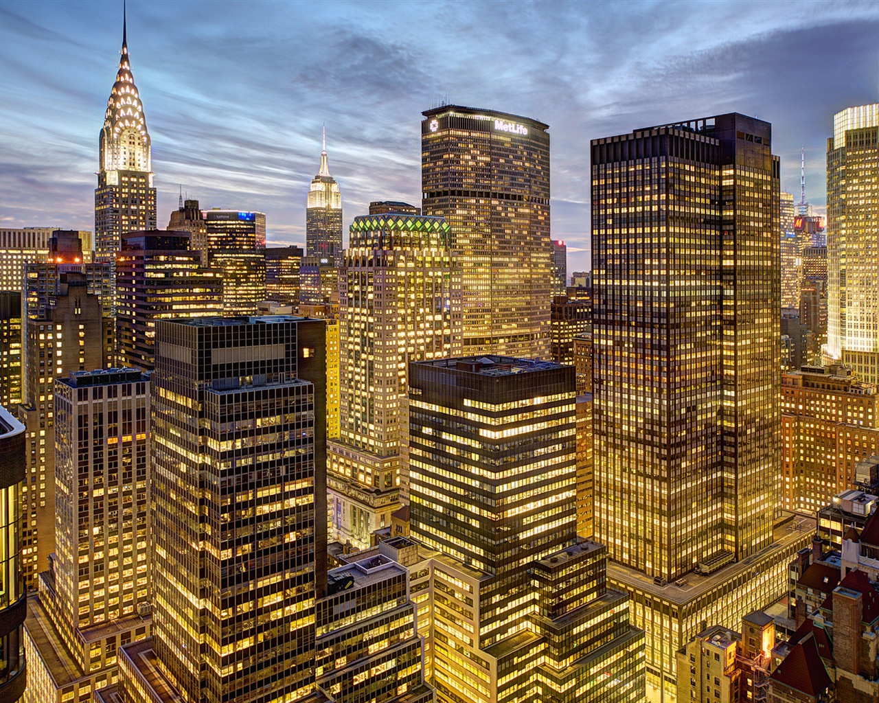 뉴욕의 엠파이어 스테이트 빌딩, 도시의 밤 HD 배경 화면 #5 - 1280x1024