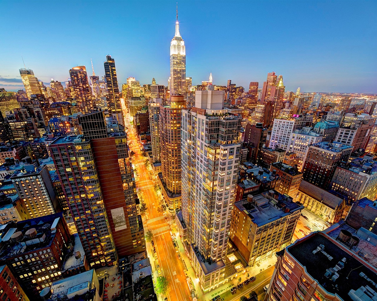 뉴욕의 엠파이어 스테이트 빌딩, 도시의 밤 HD 배경 화면 #10 - 1280x1024