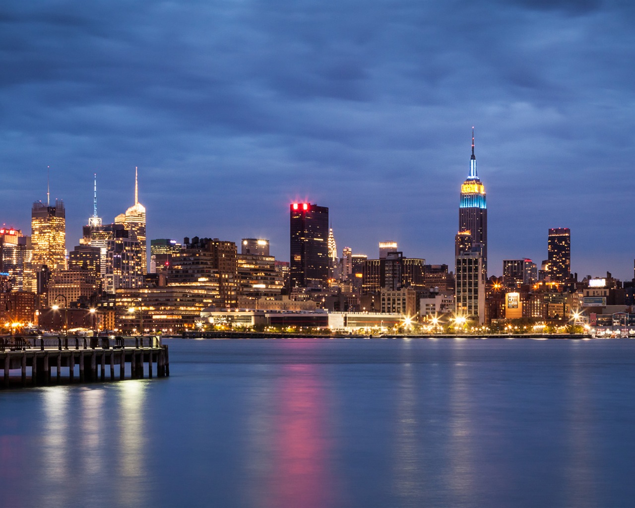 뉴욕의 엠파이어 스테이트 빌딩, 도시의 밤 HD 배경 화면 #15 - 1280x1024