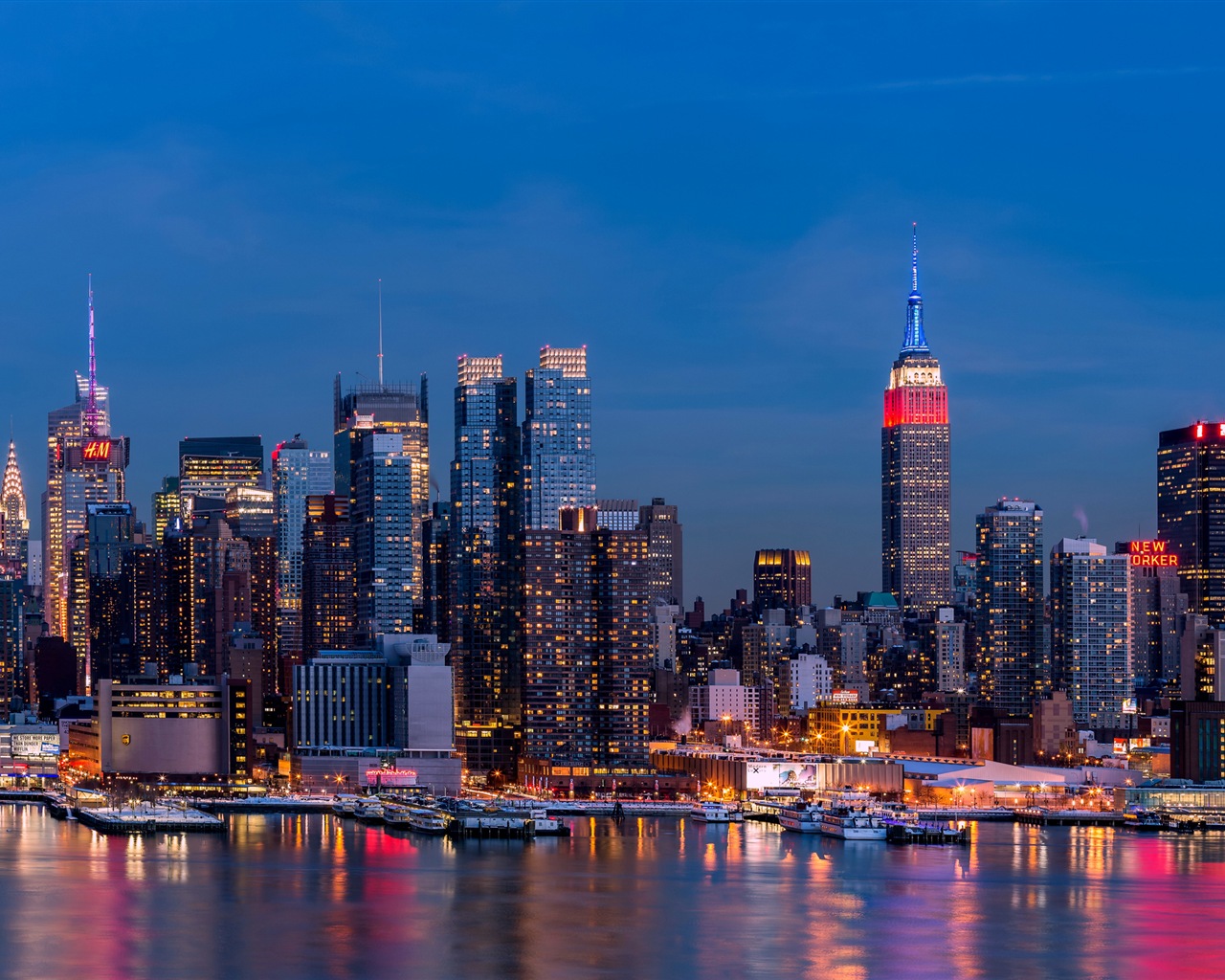 뉴욕의 엠파이어 스테이트 빌딩, 도시의 밤 HD 배경 화면 #20 - 1280x1024