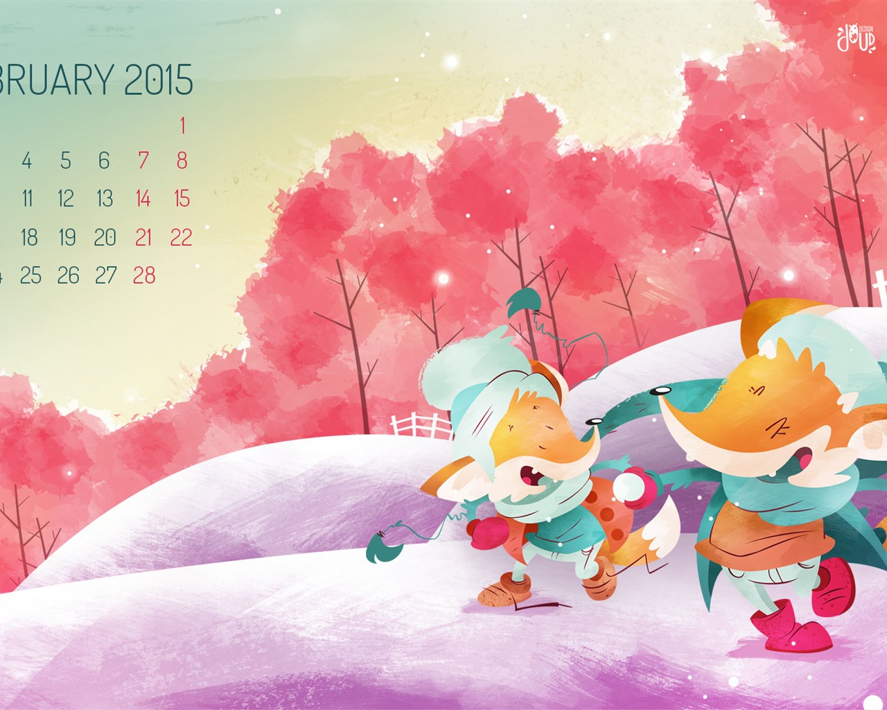 Februar 2015 Kalender Wallpaper (2) #1 - 1280x1024