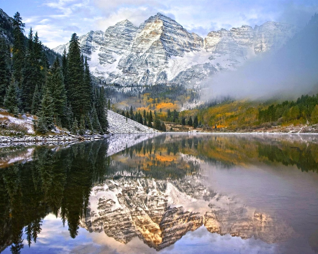 山脈の水の雲自然の美しさ、風景のHD壁紙 #16 - 1280x1024