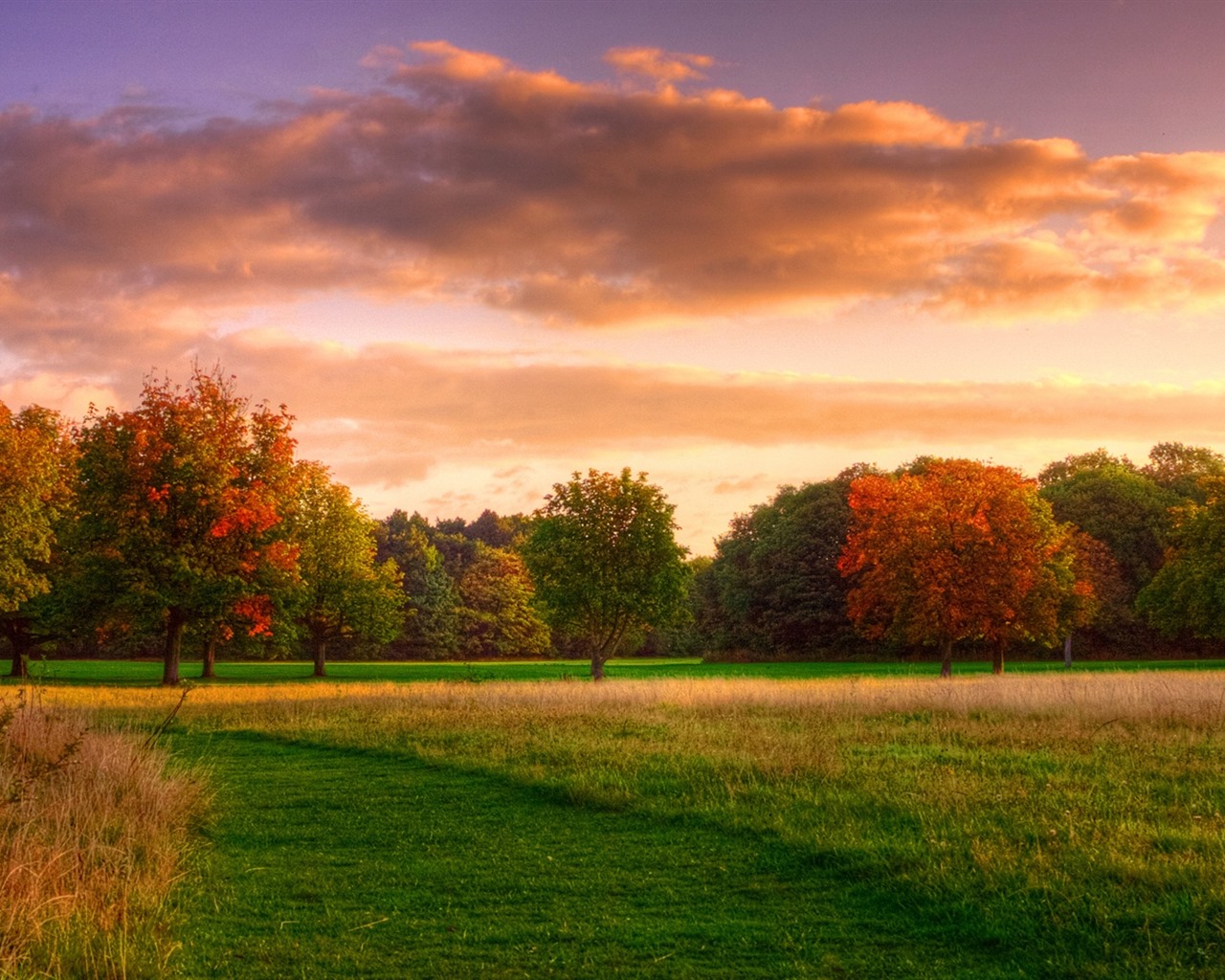 Les arbres, les montagnes, l'eau, lever et coucher du paysage de nature, fonds d'écran HD #34 - 1280x1024