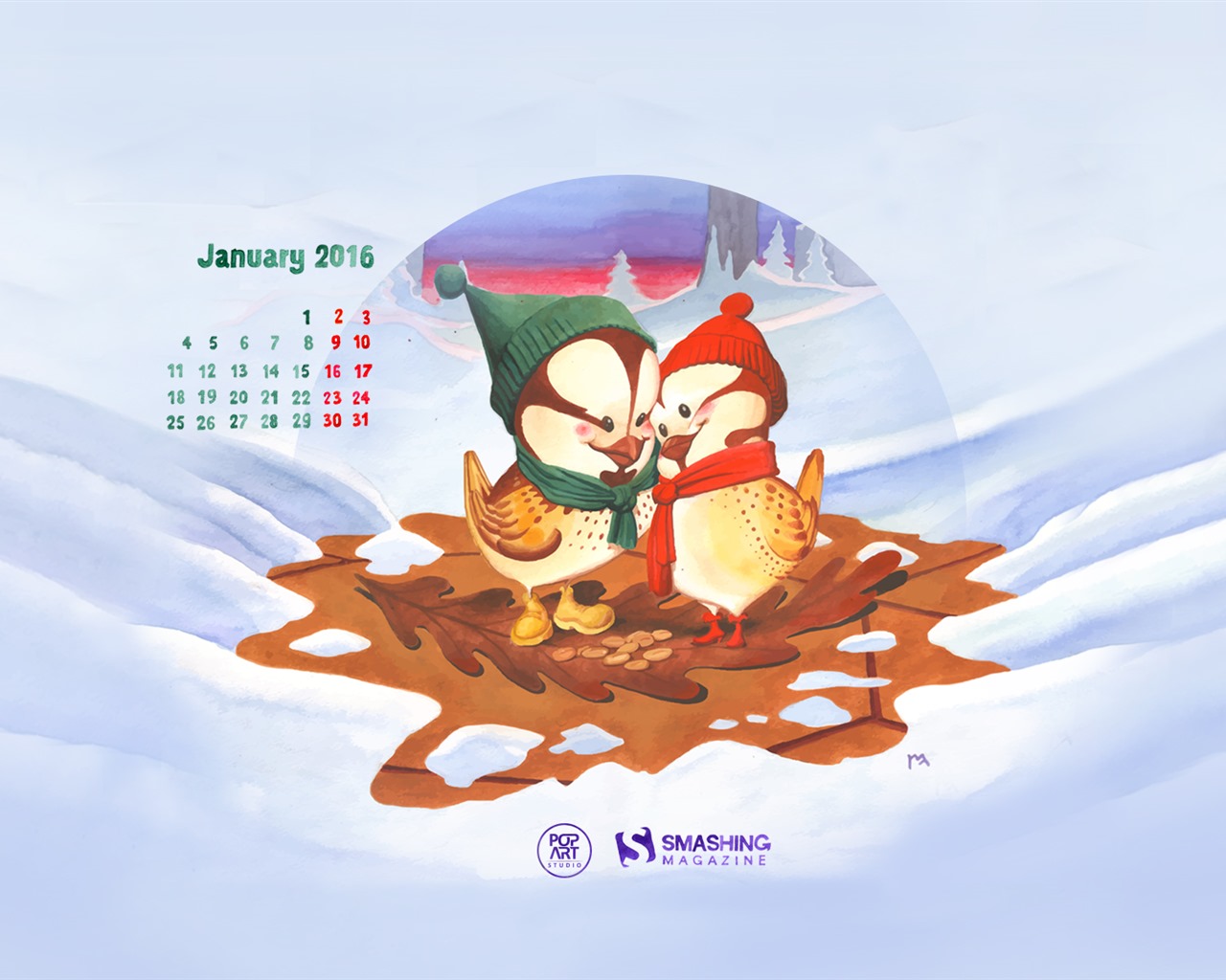 01. 2016 kalendář tapety (2) #1 - 1280x1024