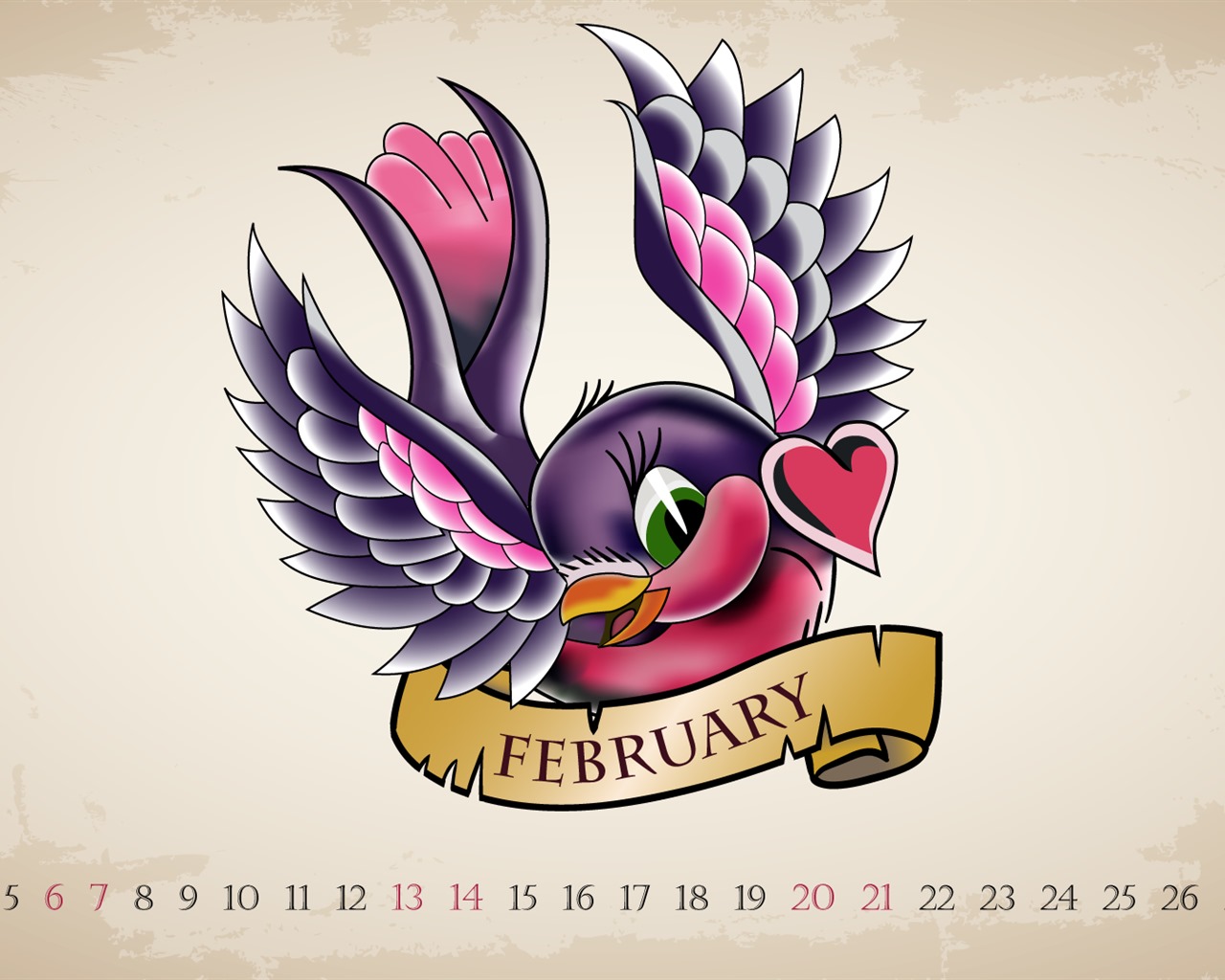 Februar 2016 Kalender Wallpaper (2) #1 - 1280x1024