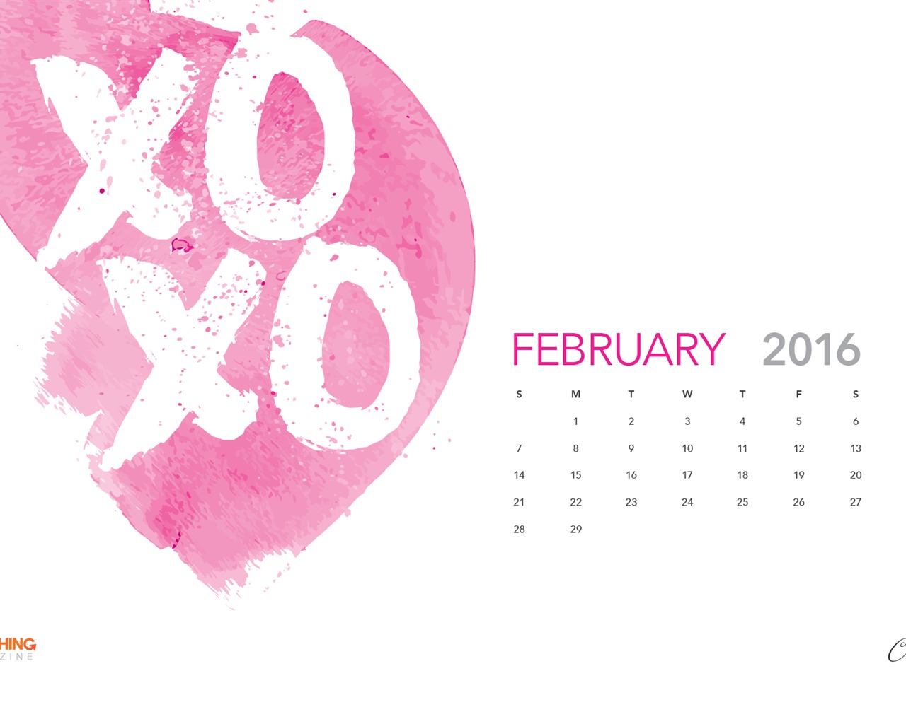 February 2016 Calendar wallpaper (2) #3 - 1280x1024