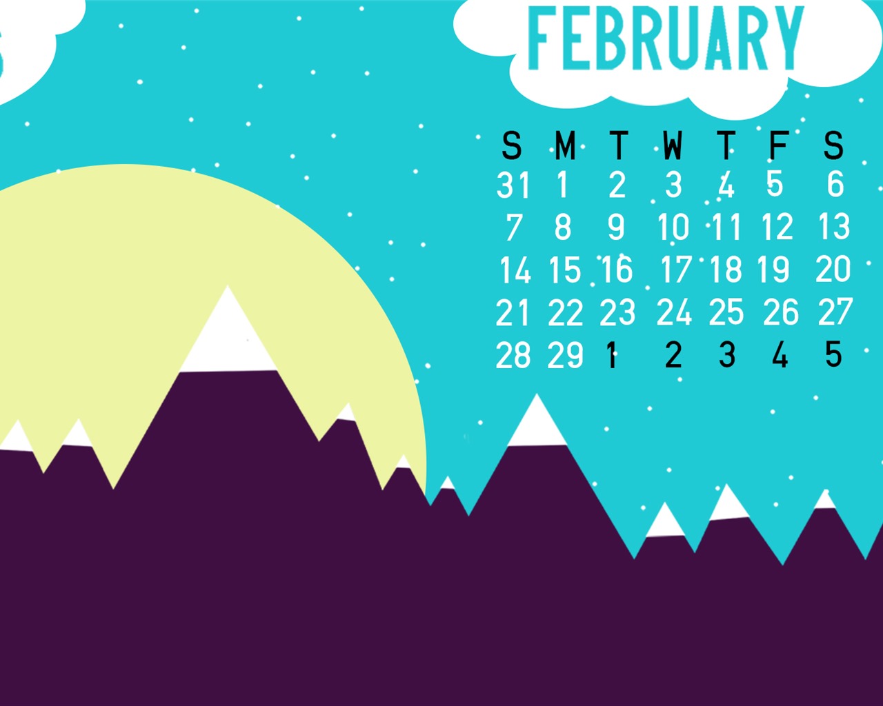 February 2016 Calendar wallpaper (2) #8 - 1280x1024