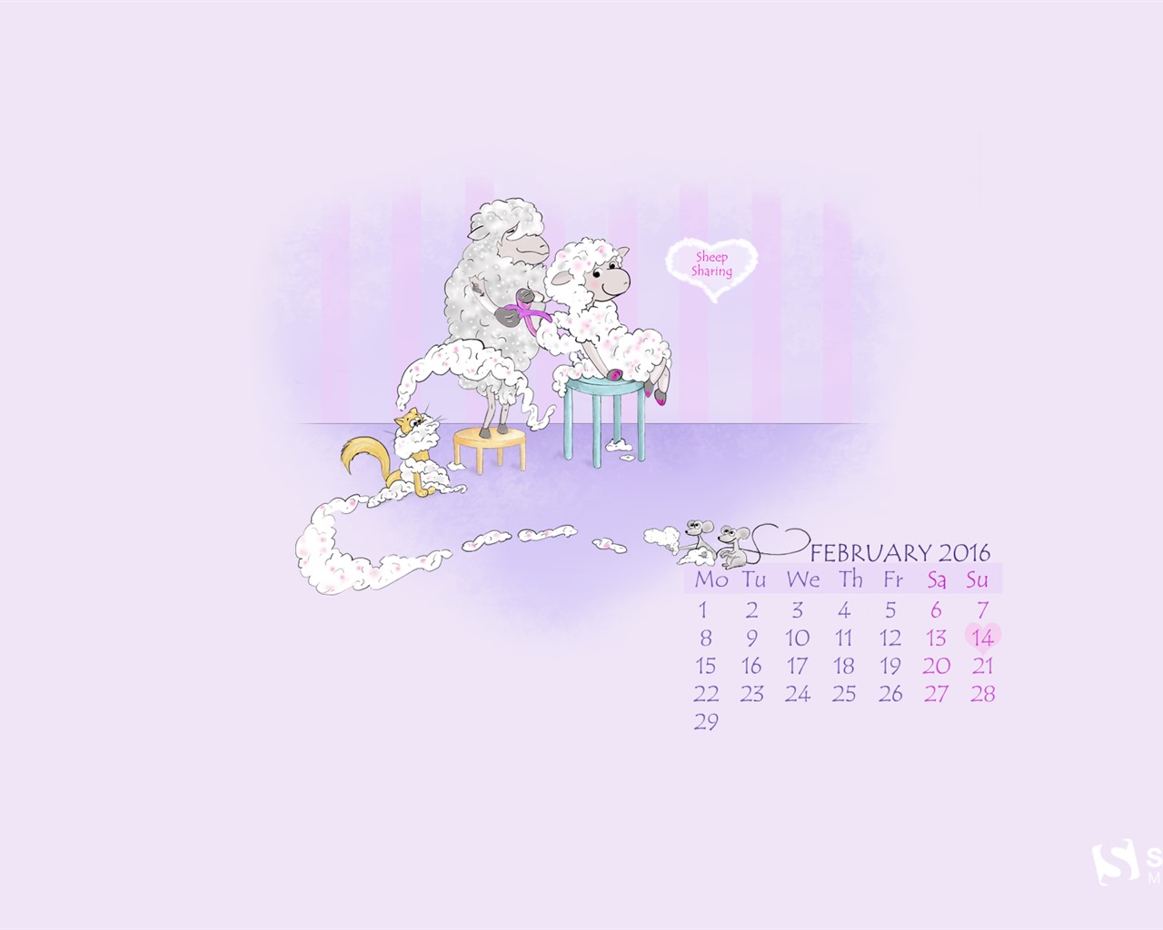 Februar 2016 Kalender Wallpaper (2) #14 - 1280x1024