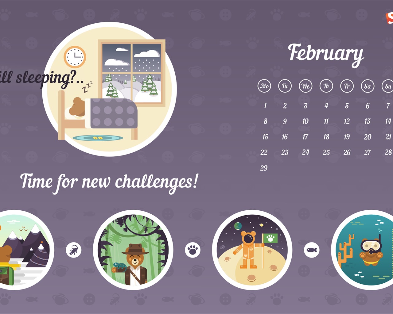 February 2016 Calendar wallpaper (2) #17 - 1280x1024