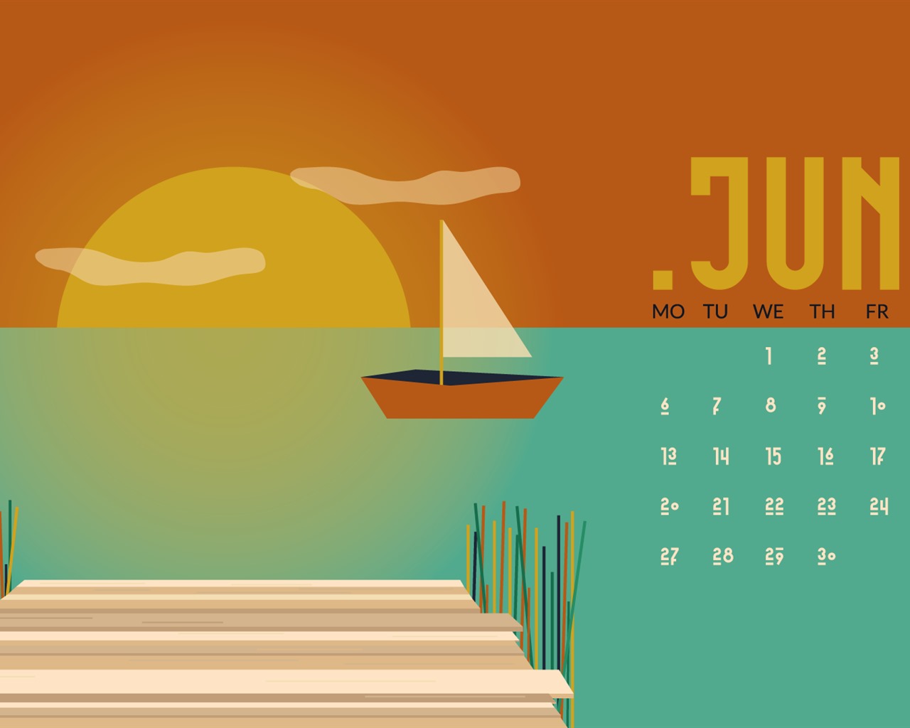 Juni 2016 Kalender Wallpaper (2) #19 - 1280x1024