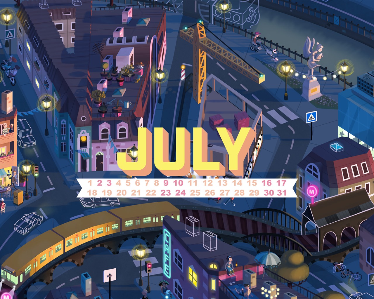 Července 2016 kalendář tapety (1) #1 - 1280x1024