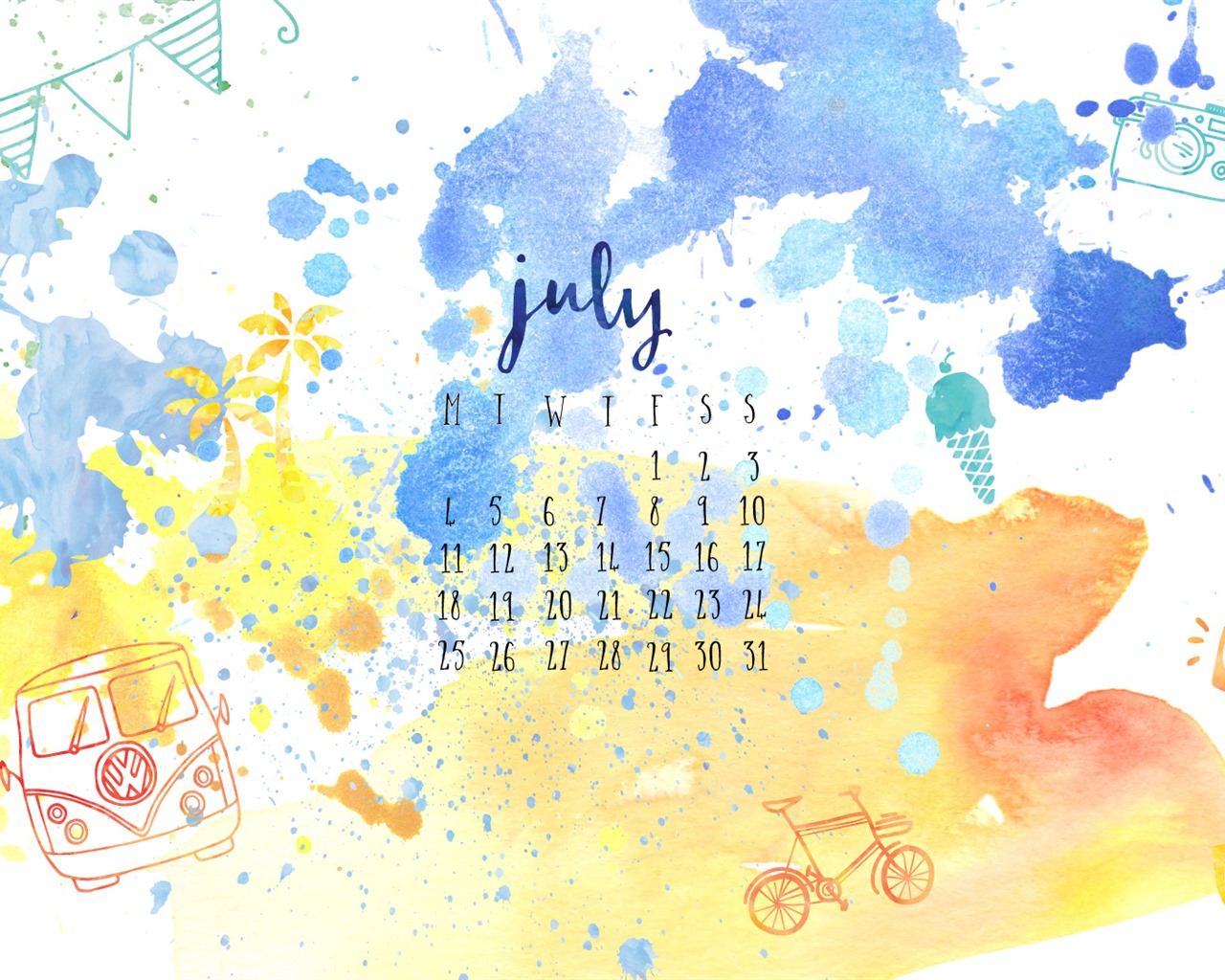 Juli 2016 Kalender Wallpaper (2) #11 - 1280x1024