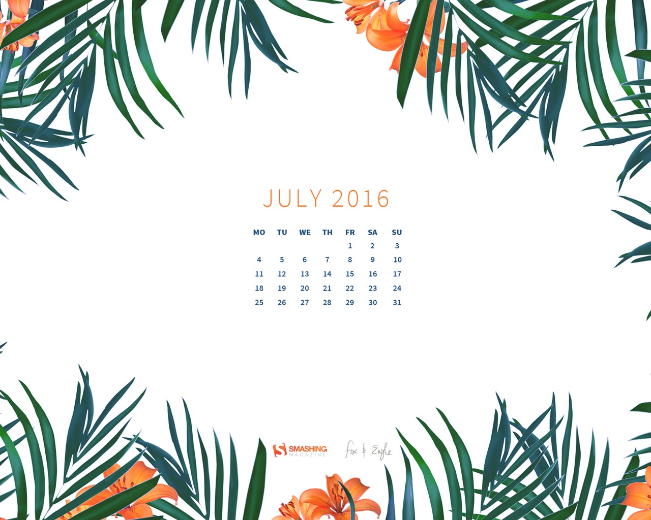 Juillet 2016 calendrier fond d'écran (2) #20 - 1280x1024