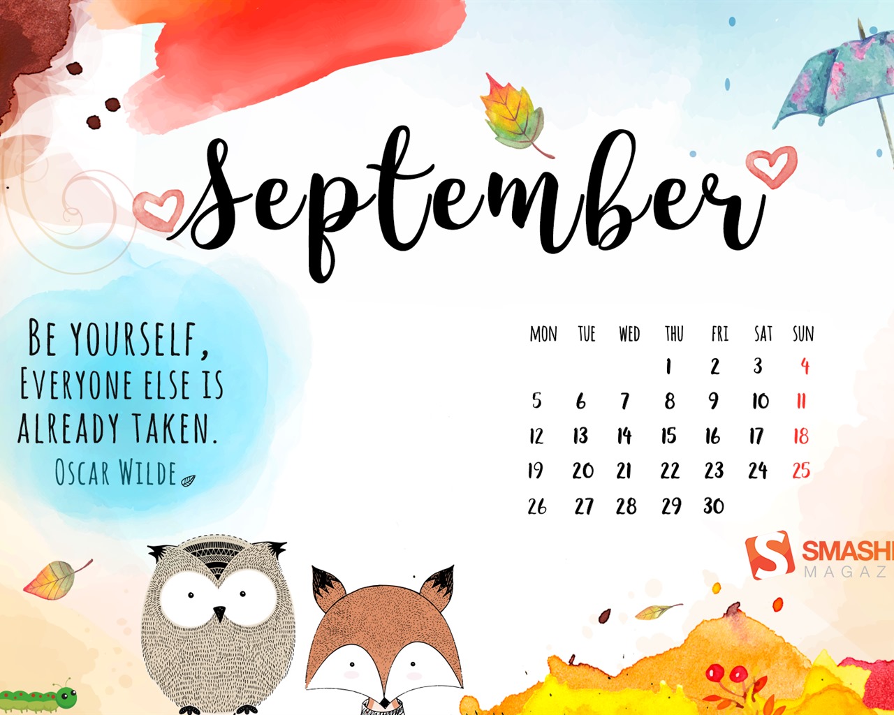 September 2016 Kalender Wallpaper (2) #1 - 1280x1024