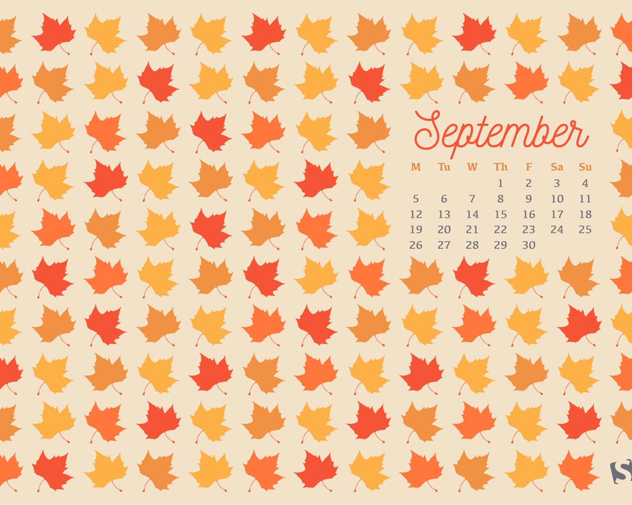 2016年9月 月曆壁紙(二) #9 - 1280x1024