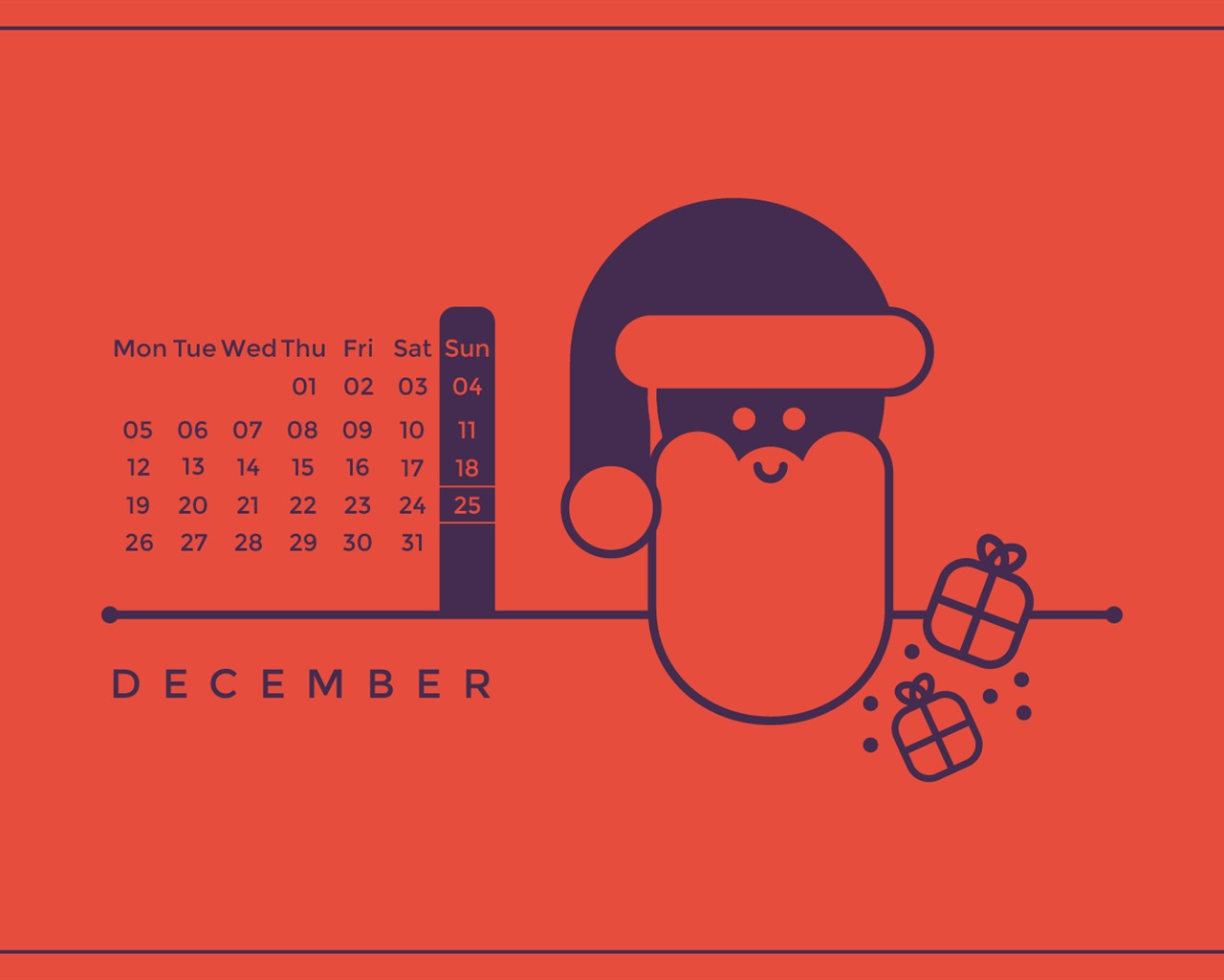 2016年12月 圣诞主题月历壁纸(一)17 - 1280x1024