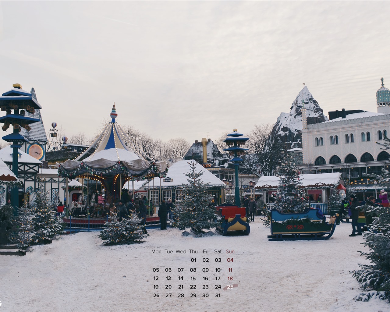 December 2016 Christmas theme calendar wallpaper (2) #11 - 1280x1024