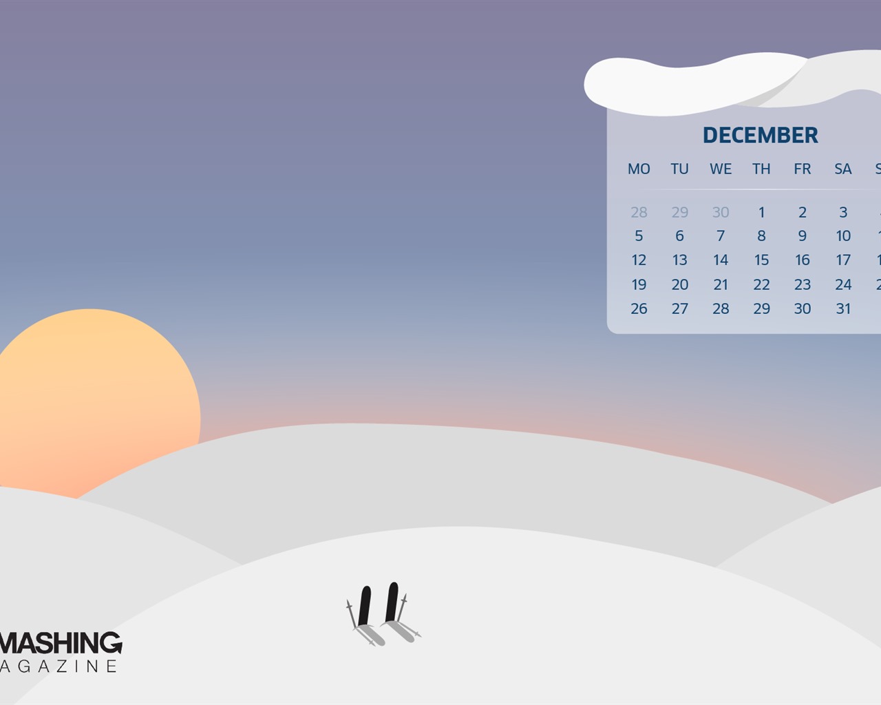 Fondo de escritorio del calendario de la Navidad de diciembre de 2016 (2) #14 - 1280x1024