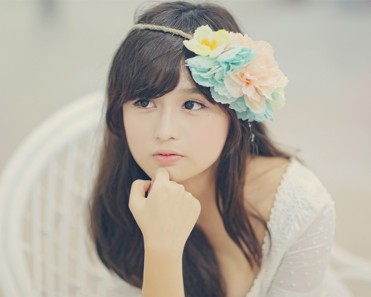 순수하고 사랑스러운 젊은 아시아 여자의 HD 월페이퍼 컬렉션 (5) #9 - 1280x1024