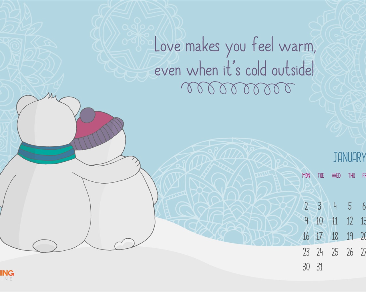 January 2017 calendar wallpaper (2) #10 - 1280x1024