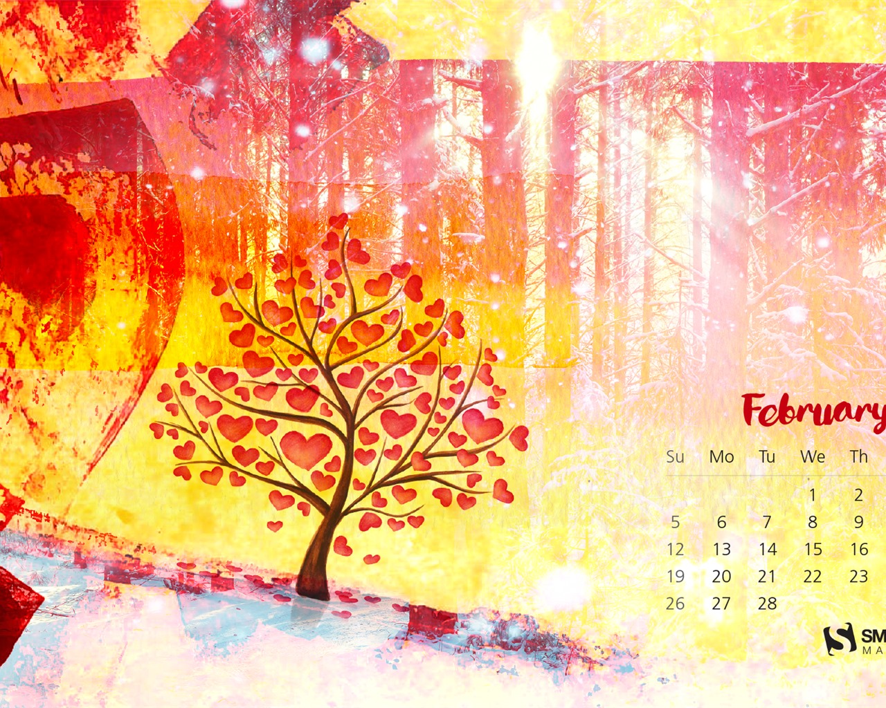 Fondo de escritorio de calendario de febrero de 2017 (2) #1 - 1280x1024