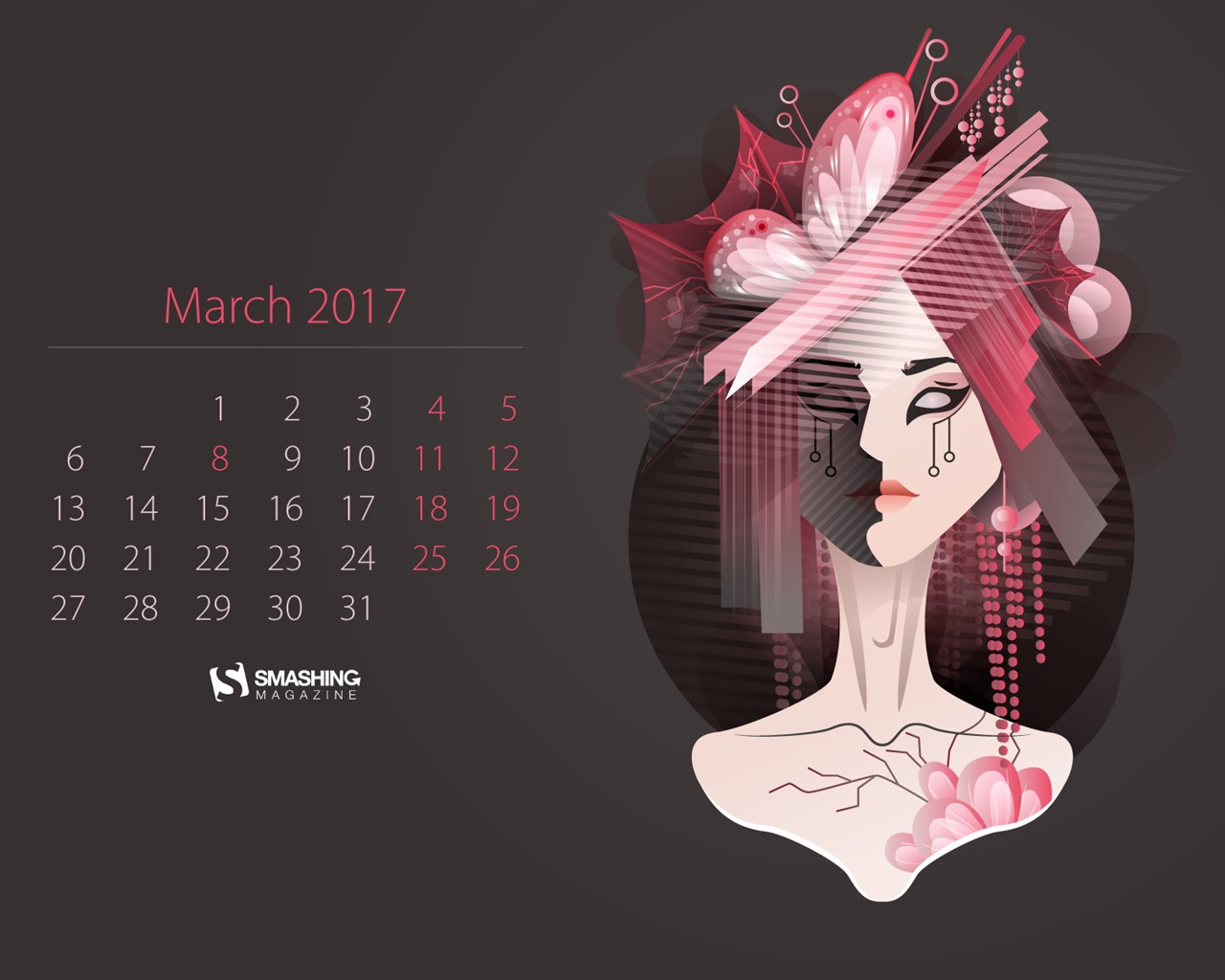 Fondo de pantalla del calendario de marzo de 2017 (2) #2 - 1280x1024