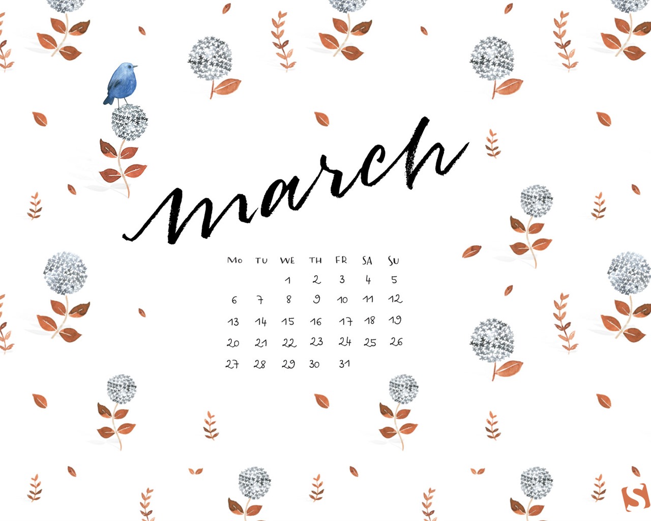 March 2017 calendar wallpaper (2) #15 - 1280x1024