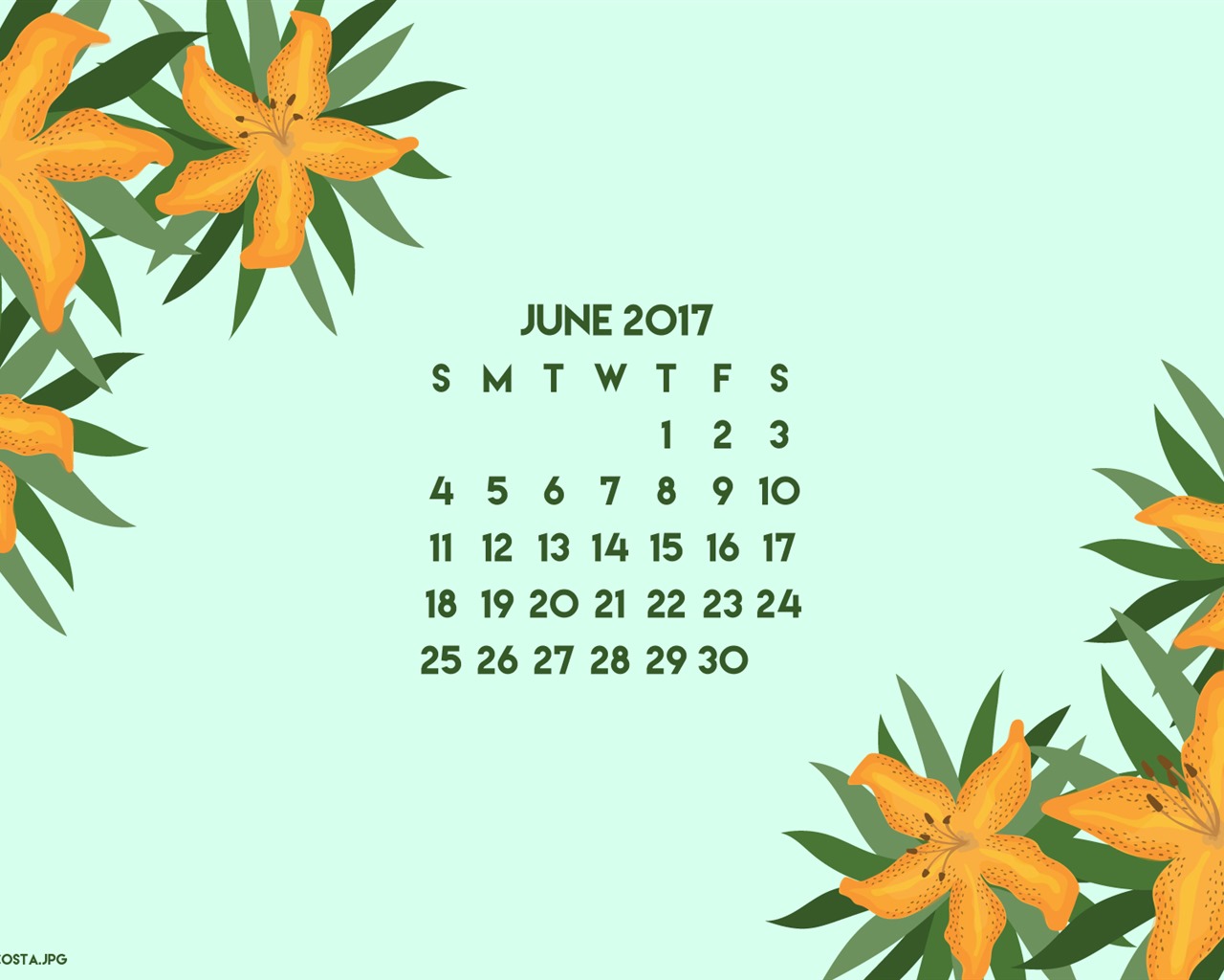 Juni 2017 Kalender Tapete #3 - 1280x1024