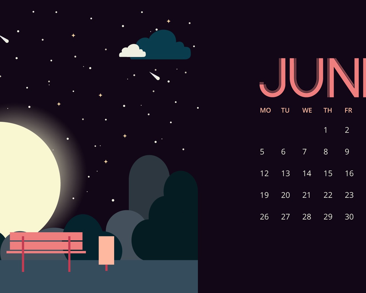 Juni 2017 Kalender Tapete #16 - 1280x1024