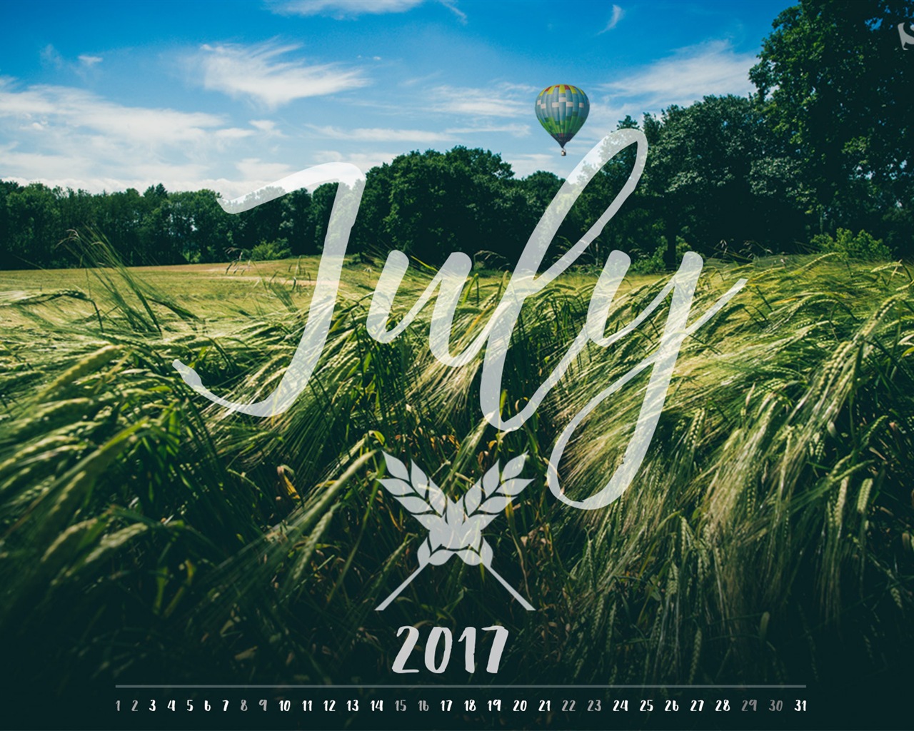 Fondo de escritorio del calendario de julio de 2017 #10 - 1280x1024