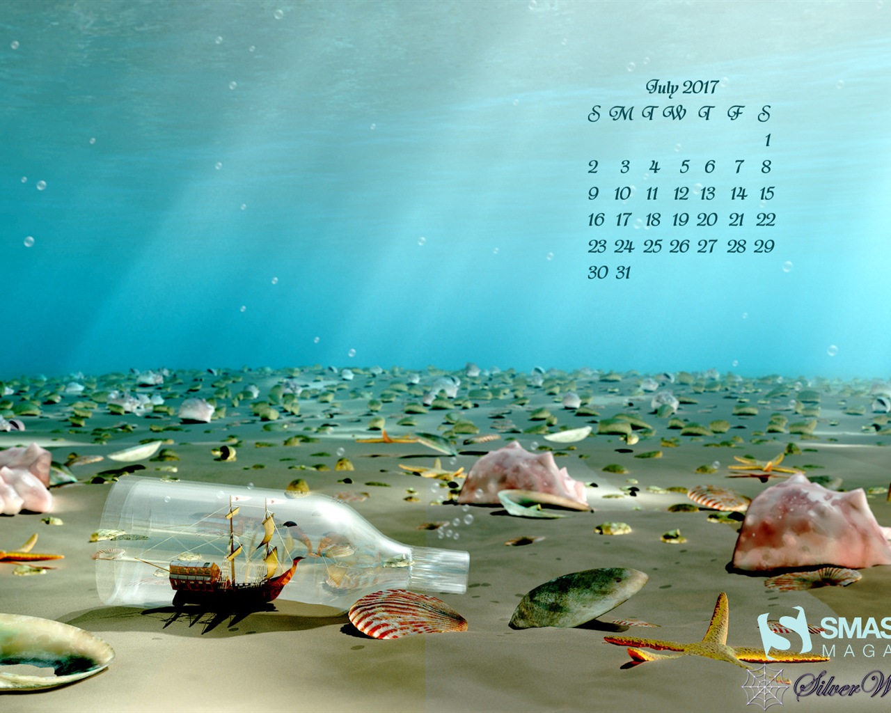 Fondo de escritorio del calendario de julio de 2017 #19 - 1280x1024