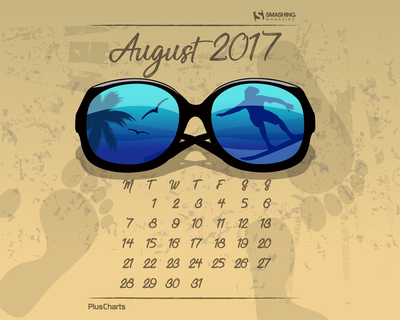 2017年8月のカレンダーの壁紙 #21 - 1280x1024