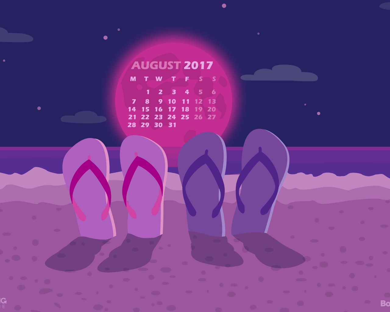 Fondo de escritorio del calendario de agosto de 2017 #23 - 1280x1024