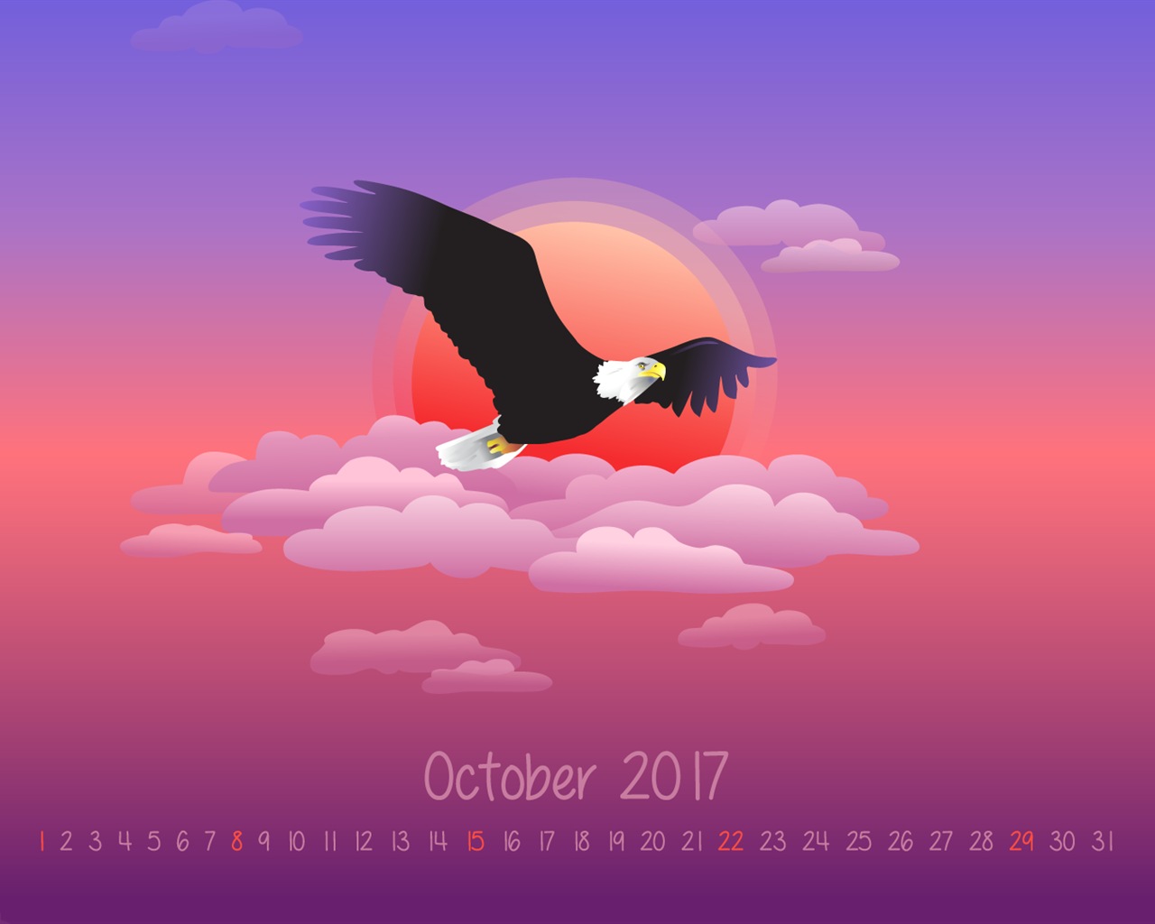 2017年10月のカレンダーの壁紙 #7 - 1280x1024
