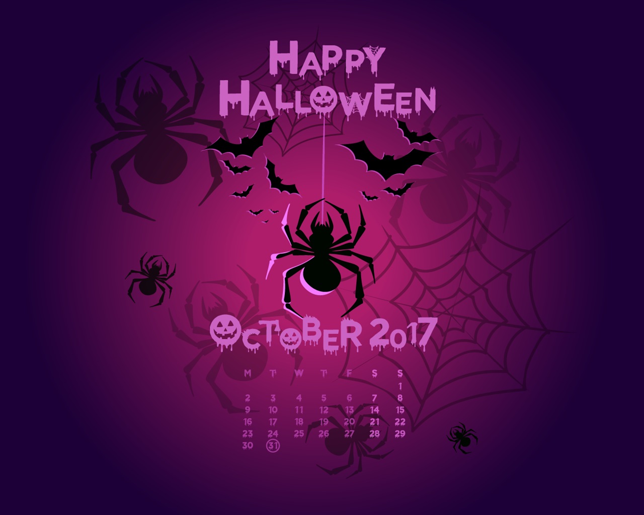 2017年10月のカレンダーの壁紙 #16 - 1280x1024