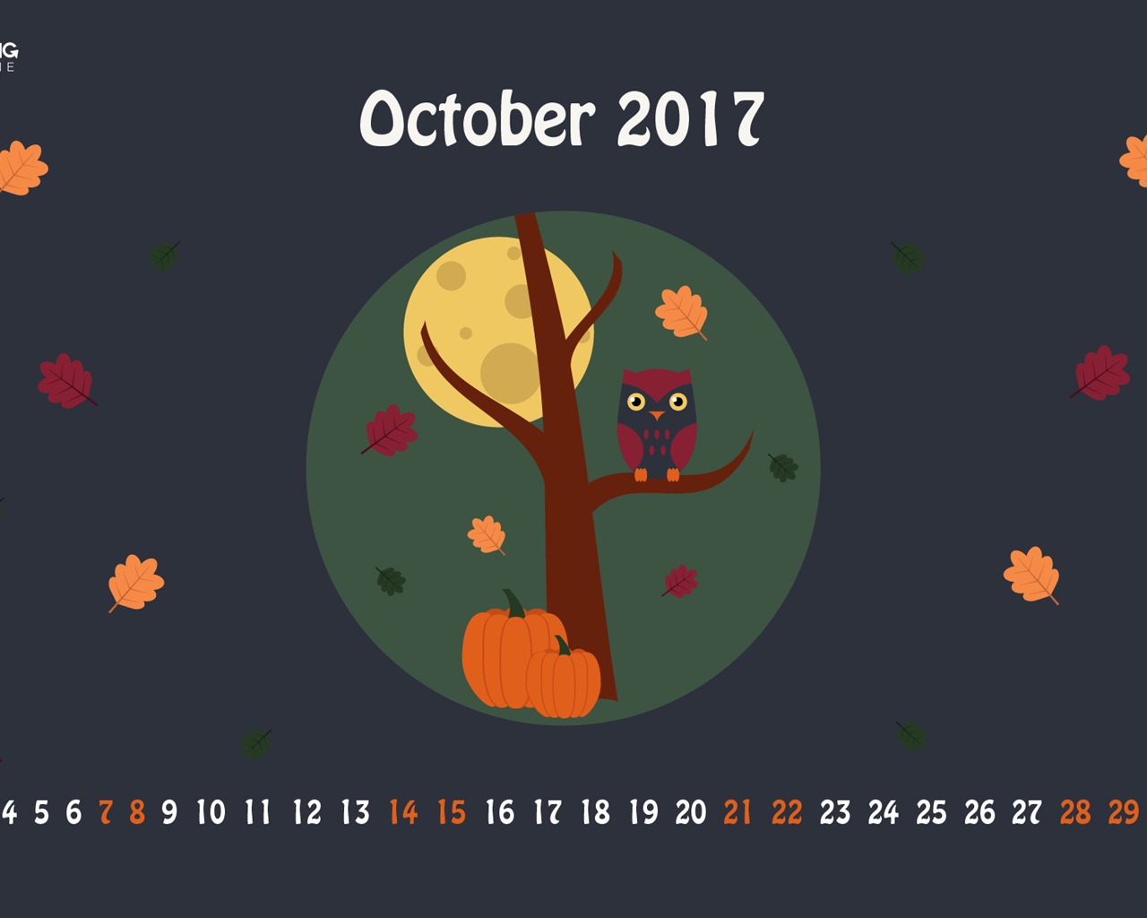 Fondo de pantalla de calendario de octubre de 2017 #18 - 1280x1024