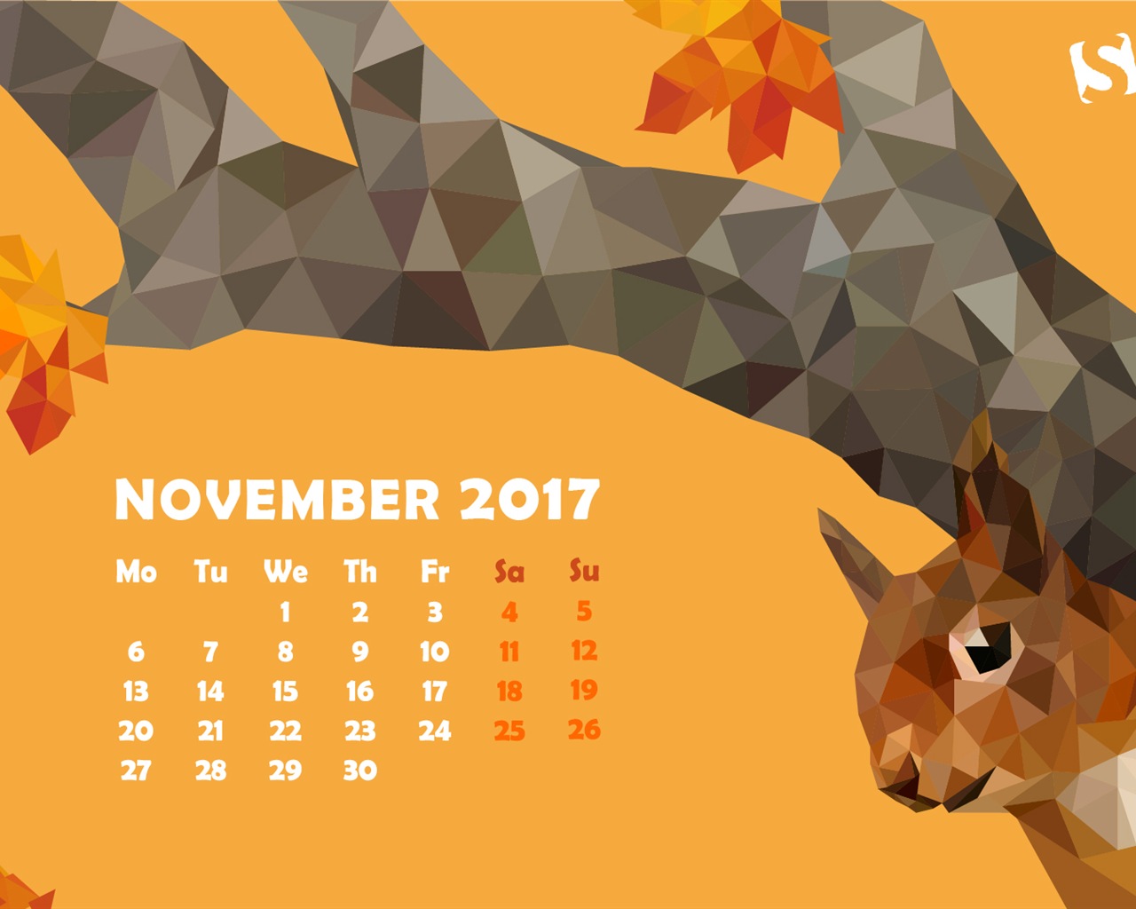 Listopad 2017 kalendář tapety #7 - 1280x1024