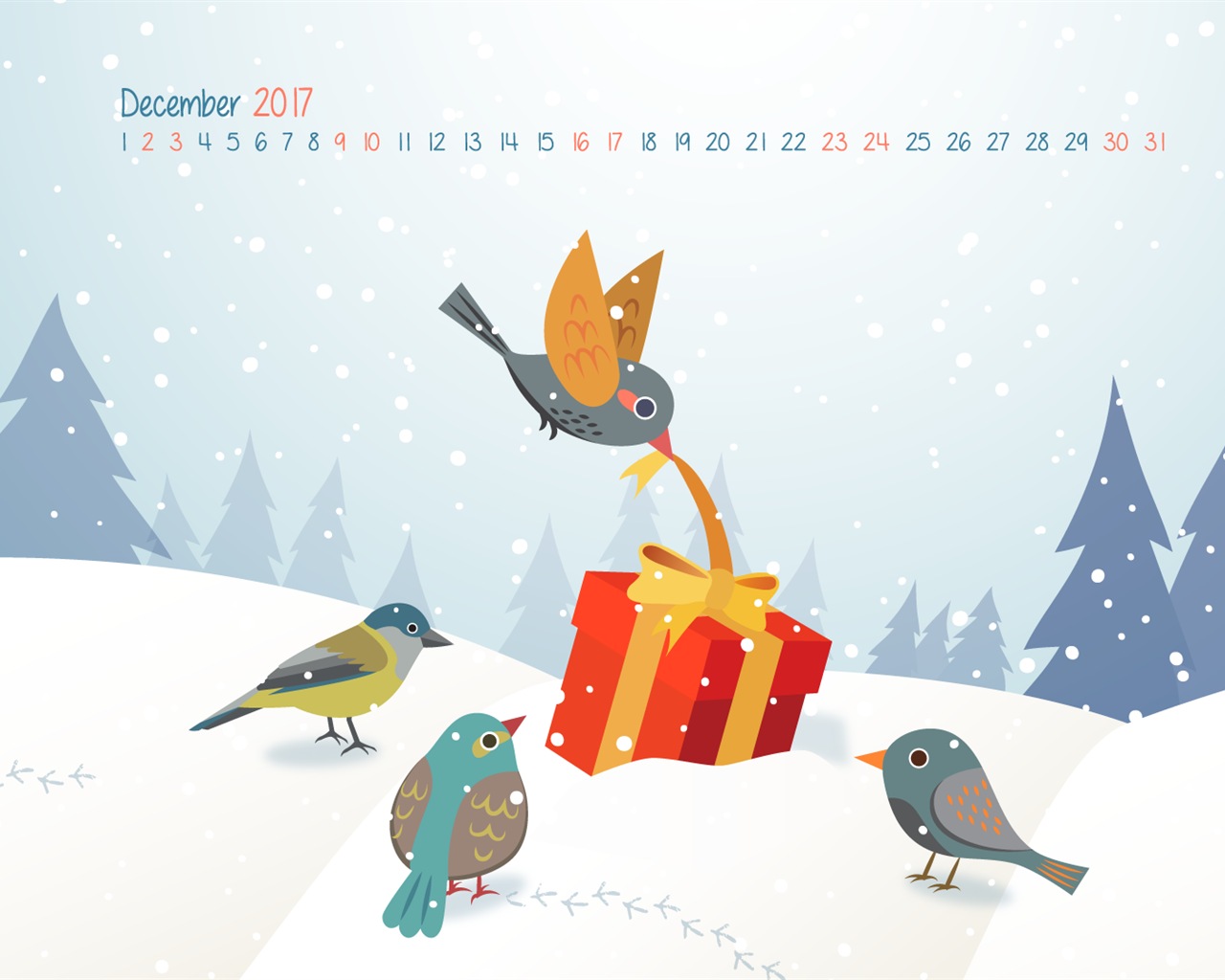 2017年12月のカレンダー壁紙 #25 - 1280x1024