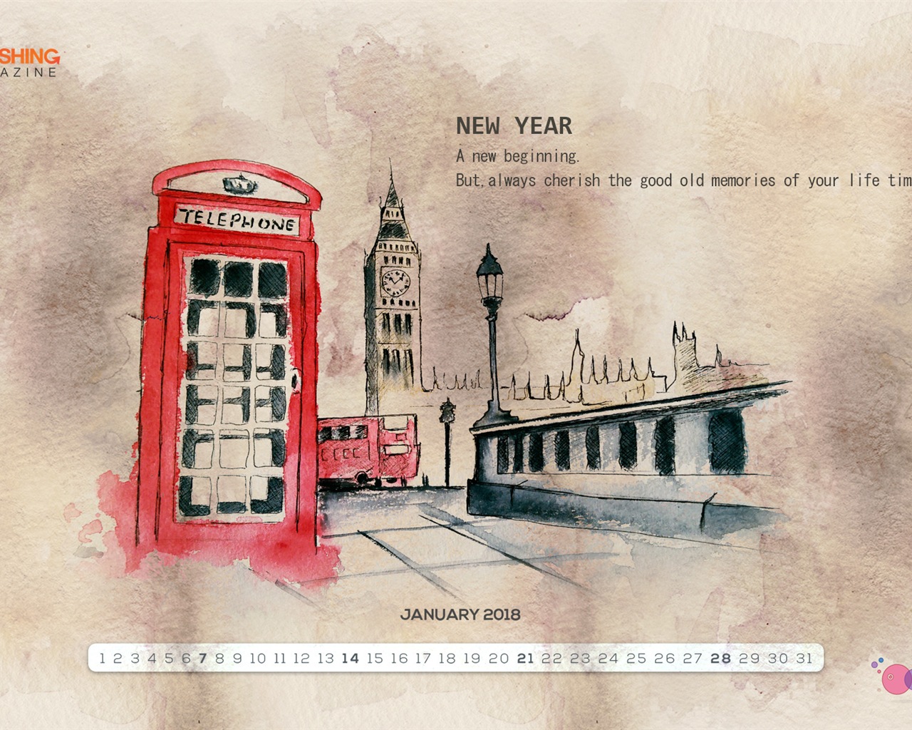 January 2018 Calendar Wallpaper #14 - 1280x1024