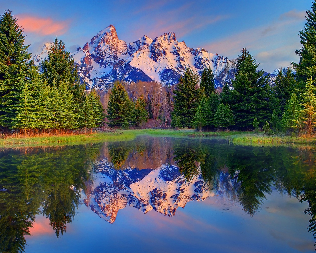 USA-großartige Teton Nationalparknatur-Landschaftstapeten HD #1 - 1280x1024