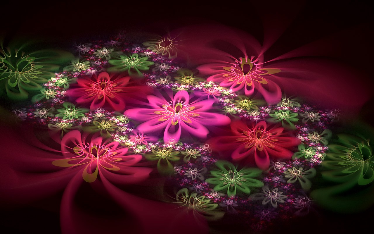 3D梦幻抽象花朵壁纸13 - 1280x800
