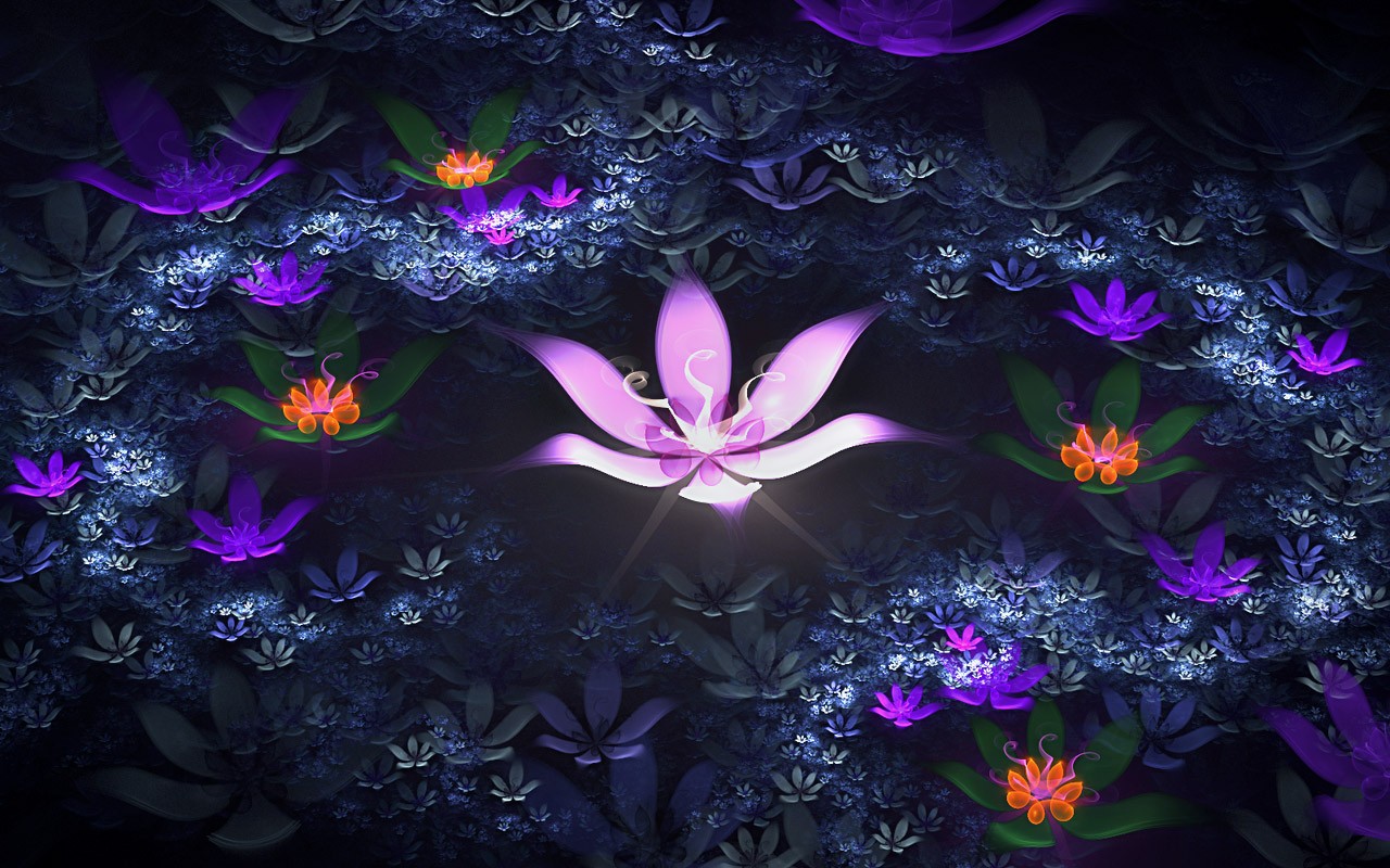 3D梦幻抽象花朵壁纸17 - 1280x800