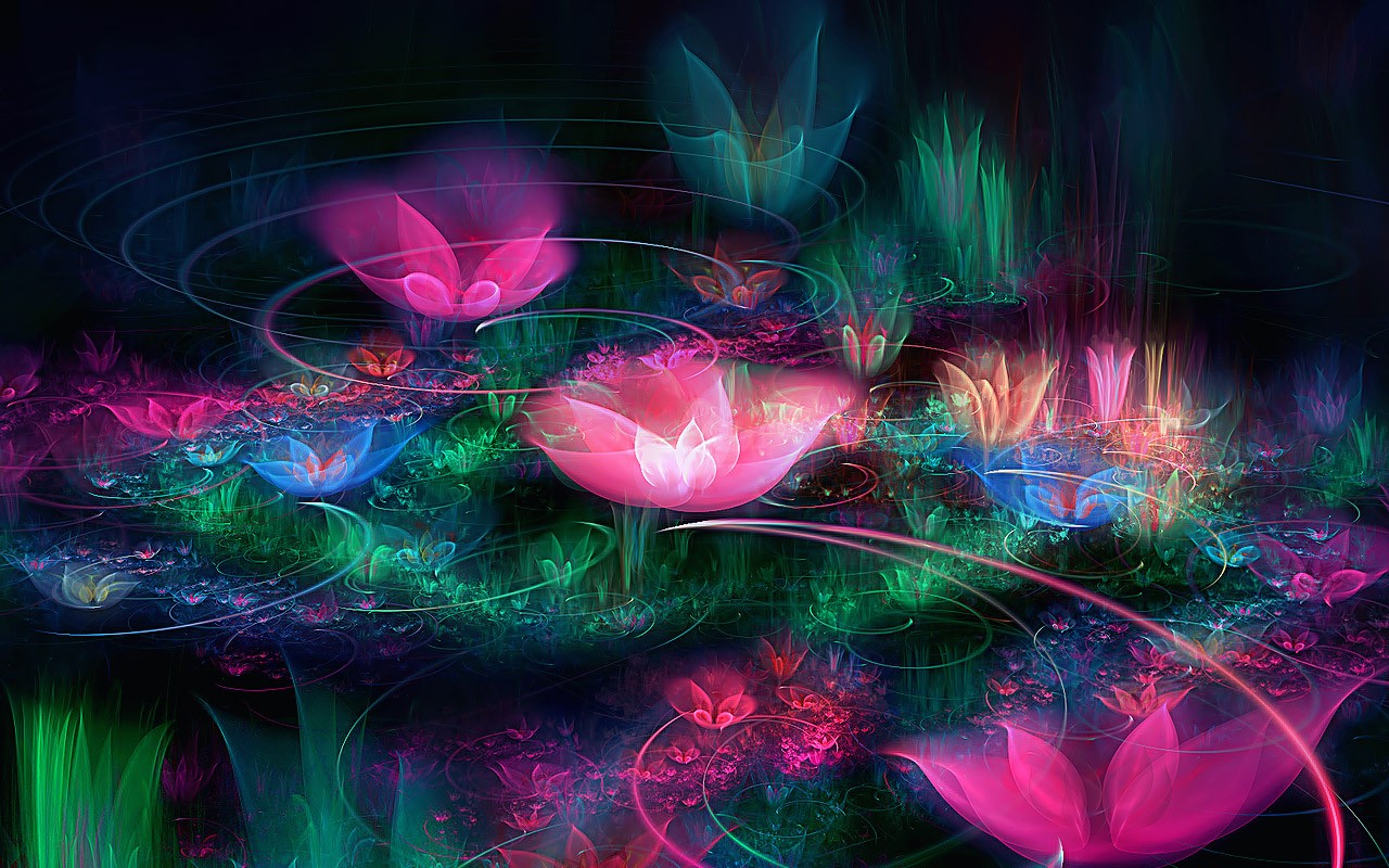 3D夢幻抽象花朵壁紙 #21 - 1280x800