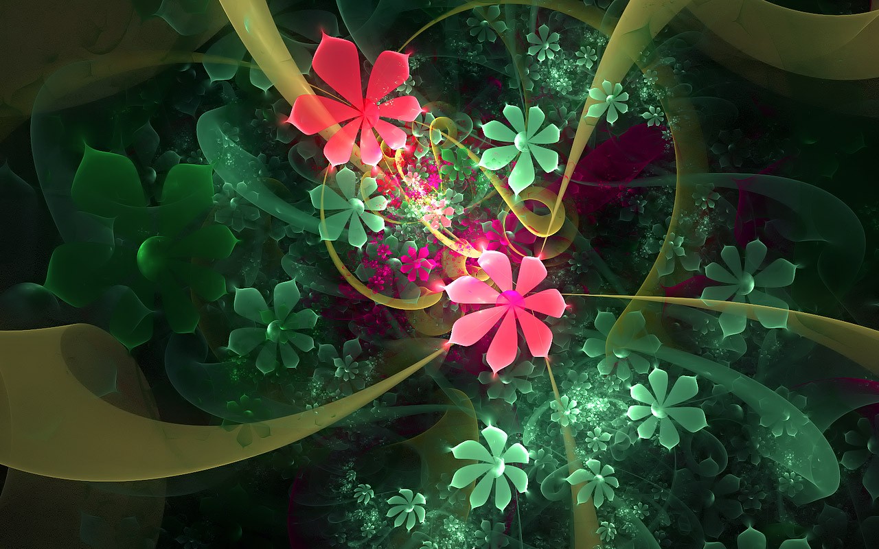 3D梦幻抽象花朵壁纸30 - 1280x800
