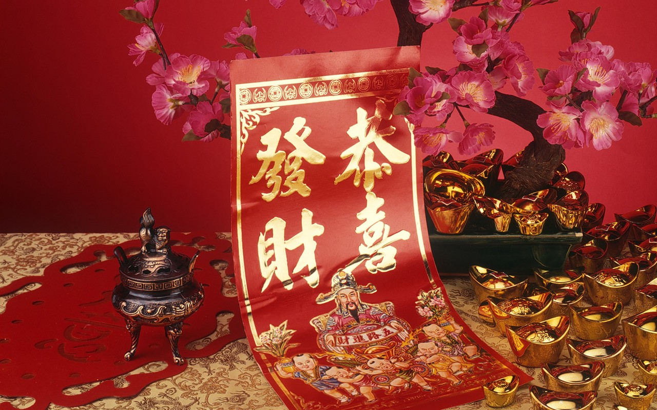 Čína Vítr slavnostní červená tapeta #50 - 1280x800