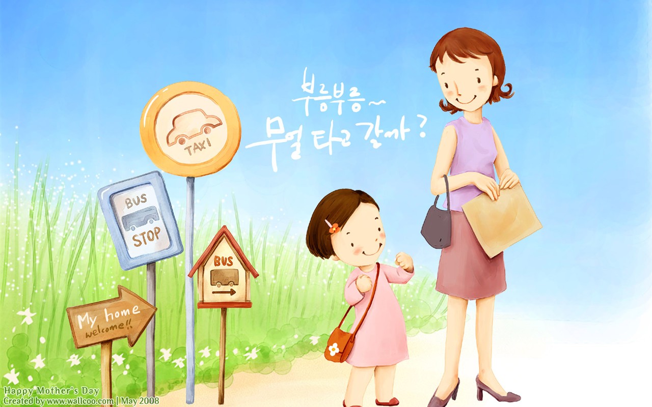Mother's Day theme of South Korean illustrator wallpaper #1 - 1280x800