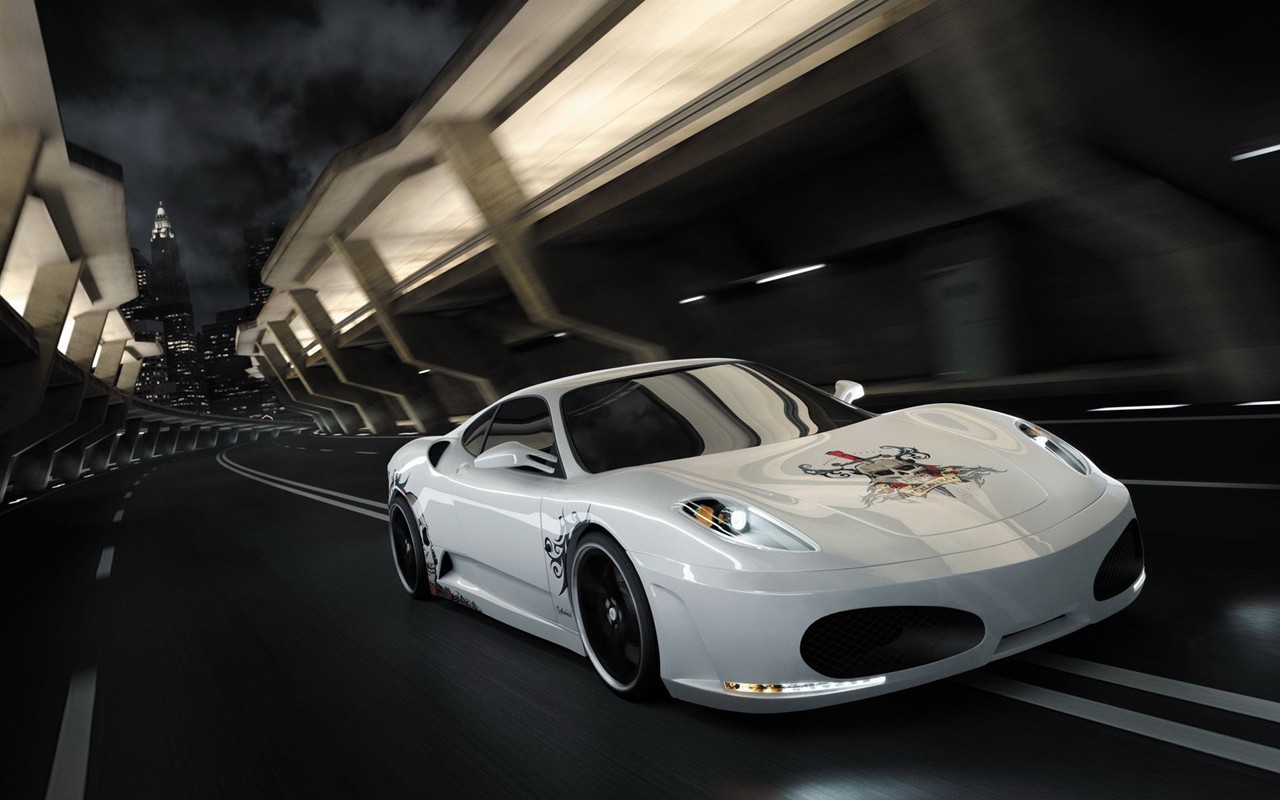 White Skull Ferrari F430 Wallpapers #10 - 1280x800