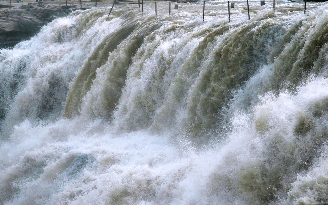 Neustále proudící Žlutá řeka - Hukou Waterfall cestovních poznámek (Minghu Metasequoia práce) #2 - 1280x800